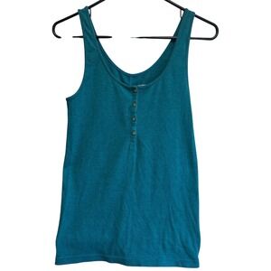 Old Navy First Layer Tank Top Button‎ Front Y2K US L Cotton Cerulean Blue Soft